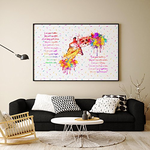 Uhomate-Baby-Giraffe-with-Momma-The-Giraffes-Home-Canvas-Prints-Wall-Art-Inspirational-Quotes-Wall-Decor-Living-Room-Bedroom-Bathroom-Artwork-C062-8X10