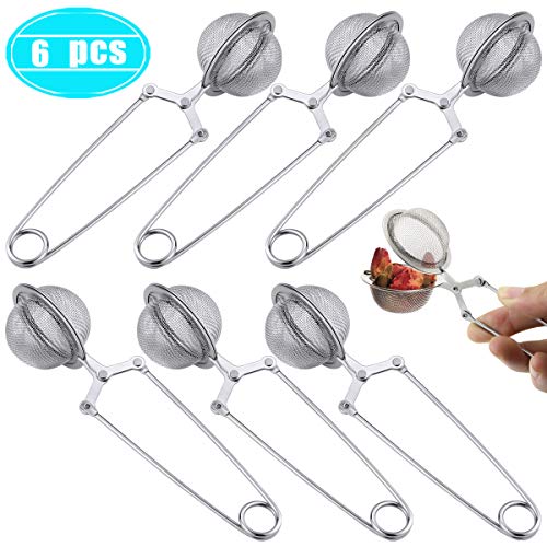 Oopsu 6 Pack Stainless Steel Tea Snap Ball, Ball Shape Tea Infuser with Handle, Tea Mesh Stainless Steel Strainers