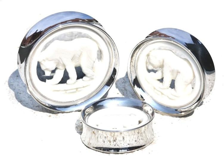 Elementals Organics Stainless Steel Ear Plug – Ear Gauges with Bear Bone Inlay