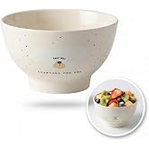 Rocvam Cute Puppy Ceramic Pedestal Bowl, ideal for rice, ramen, soup, etc., size 4.92 x 2.76 inches, available in two styles (White Dog)