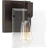 Progress Lighting Glayse Collection 1-Light Clear Glass Luxe Bath Vanity Light Antique Bronze