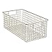 mDesign Farmhouse Decor Metal Wire Food Organizer Storage Bin Baskets with Handles for Kitchen Cabinets, Pantry, Bathroom, Laundry Room, Closets, Garage - 16 x 9 x 6 in. - 4 Pack - Satin
