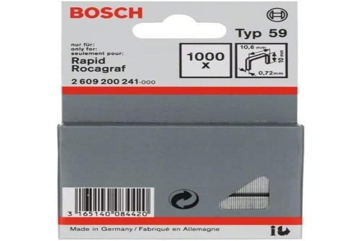 Bosch Accessories 2609200241 Fine Wire Staple, Silver, 10 x 10.6 mm, Set of 1000 Piece