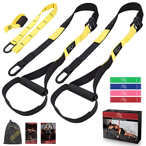 JDDZ Bodyweight Resistance Training Straps, Complete Fitness Trainer kit Included Door Anchor