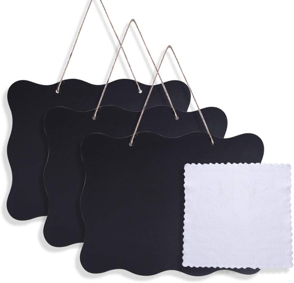 AUSTOR 3 Pack Chalkboard Sign 8x10 inch Double Sided Erasable Message Board with Hanging String and Cleaning Cloth for Wedding, Kitchen and Crafts : Office Products