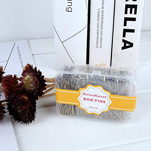 ScivoKaval-Bobby-Pins-Bulk-Champagne-Gold-for-Blonde-100-Count-Hair-Bob-Pins-Bulk-in-a-Case-Box-Tub