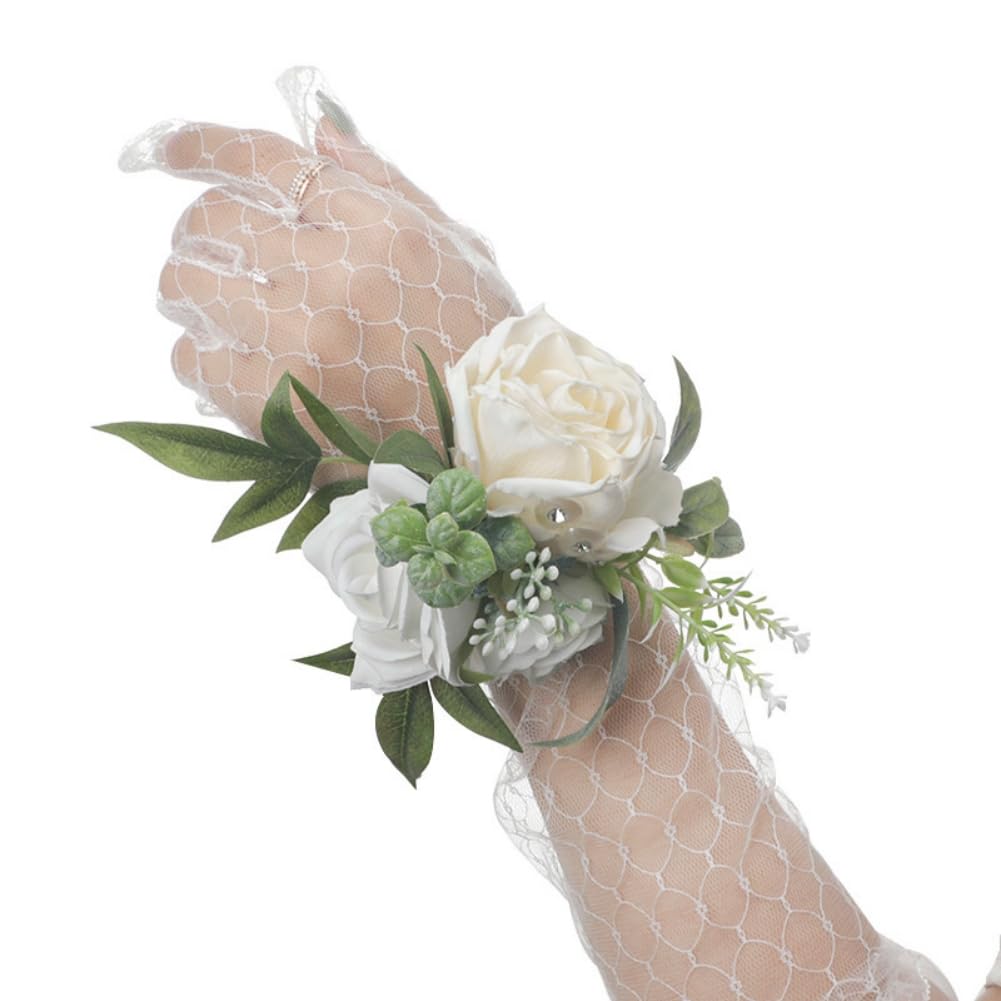 Mumusuki Wrist Corsages for Wedding, Rose Wrist Corsage Wristlet Band Bracelet Artificial Flowers Bridesmaid Wrist Corsage for Wedding Mother of Bride and Groom