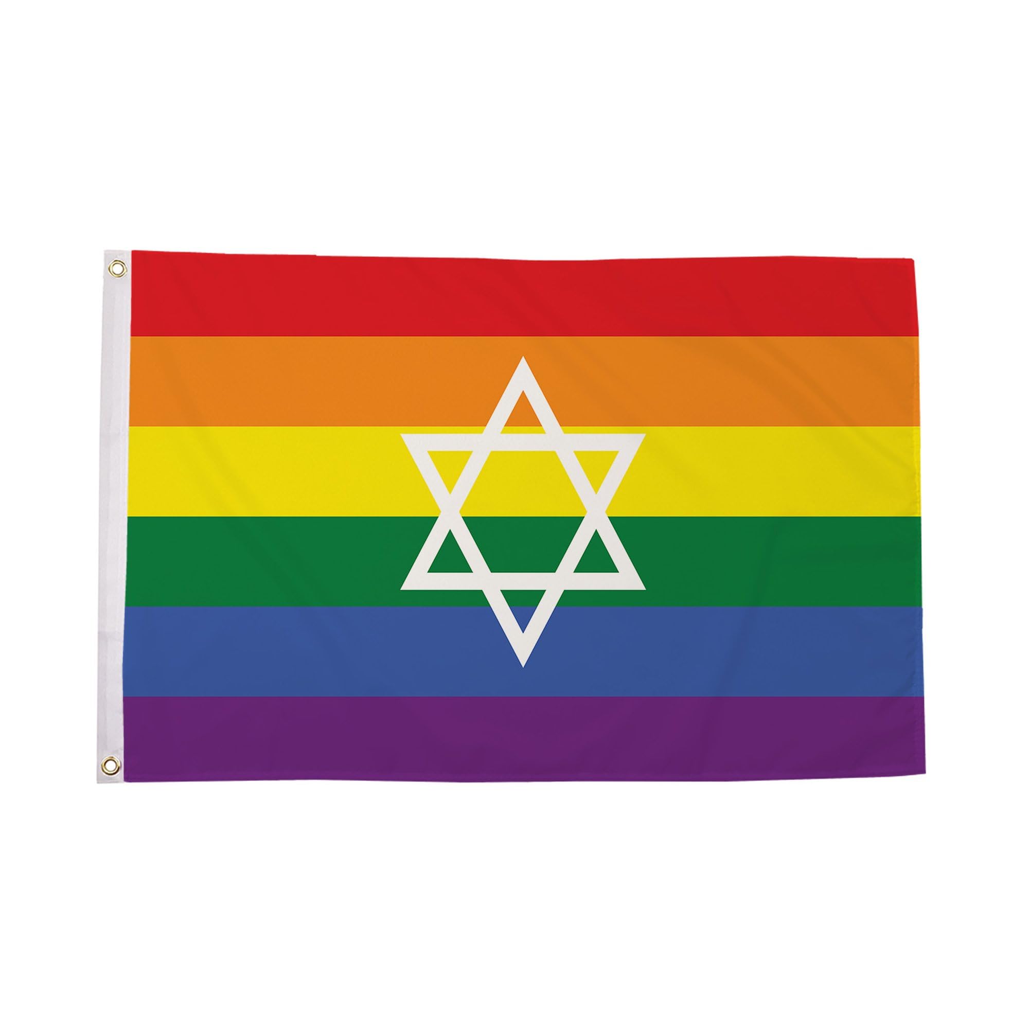 5ft x 3ft (150 x 90 cm) Star of David Rainbow Gay Pride 100% Polyester Material Flag