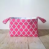 Fabric Storage Basket with Handles - Hot Pink Lattice
