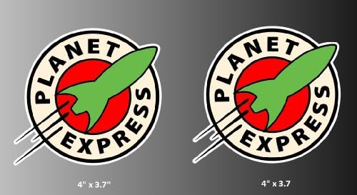 Crawford Graphix Set of 2 - Planet Express Futurama Sticker Vinyl Decal 4"