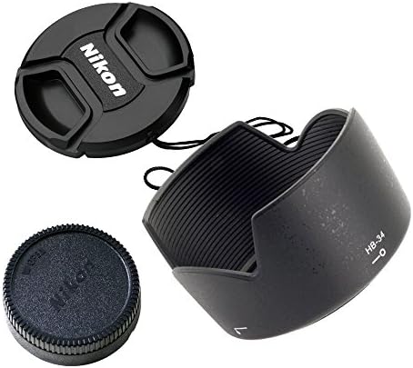 Lens Hood + Center Pinch Cap + Rear Cap Combo for Nikon AF-S DX NIKKOR 55–200mm Lens