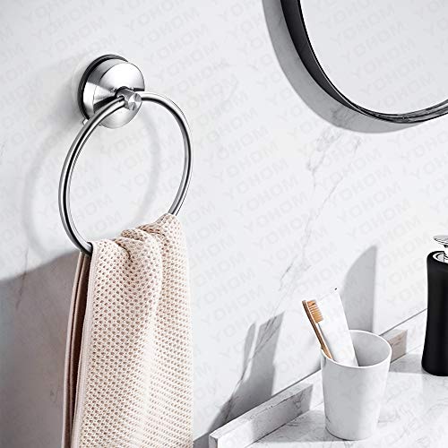 Yohom Suction Cup Bath Towel Rings Holder Hanger Rack for Bathroom