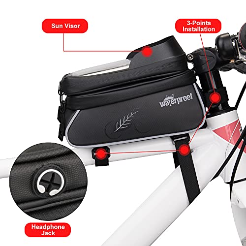 WOTOW Bike Frame Bag for Phone, Waterproof Top Tube Bike Bag with