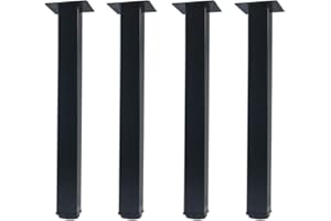QLLY 16 inch Adjustable Metal Furniture Legs, Square Office Table Desk Leg, Table Leg, Set of 4 (Black)