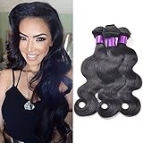 Queen Plus Hair 7A Brazilian Virgin Hair, Lace Frontal Closure (134 ) with 3 Bundles ,Body Weave Natural Color Weft, Shedding&Tangle Free