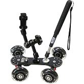 Vidpro SK-22 Professional Skater Dolly - Rolling Slider for DLSR Cameras &amp; Camcorders Ideal for Low-Level Shooting &amp; Panning 25 Lbs Capacity Smooth Rubber Wheels 7 Mounting Points &amp; Extendable Handle