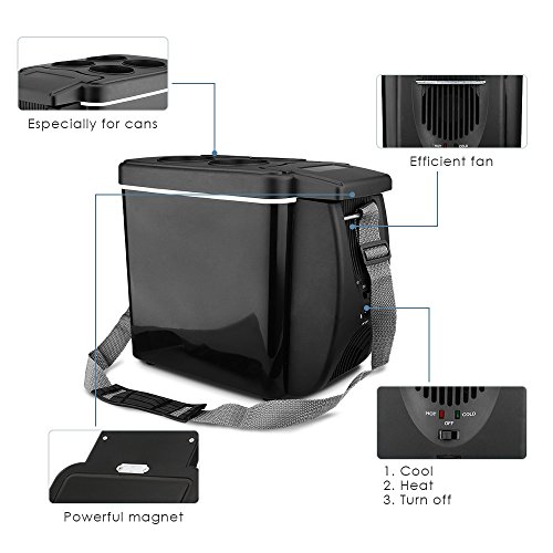 BISOZER Portable 6L Car Mini Fridge Type Electrical Cooler Heater Car Refrigerator Freezer Warmer Cooler Box