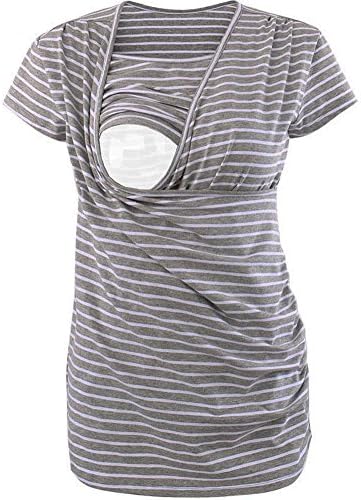 AnnAnn Womens Mama Short Sleeve Nursing Top Ruched Side-Shirred Breastfeeding Tee Shirt