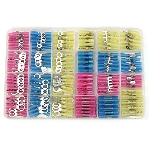 320 PCS Heat Shrink Connectors, ELETRAPICK Wire Connectors Crimp Terminals Kit, Electrical Insulated Waterproof Marine Automotive Butt Fork Ring Spade Connector Set, Red Blue Yellow 22 –10 AWG - Thumbnail 5