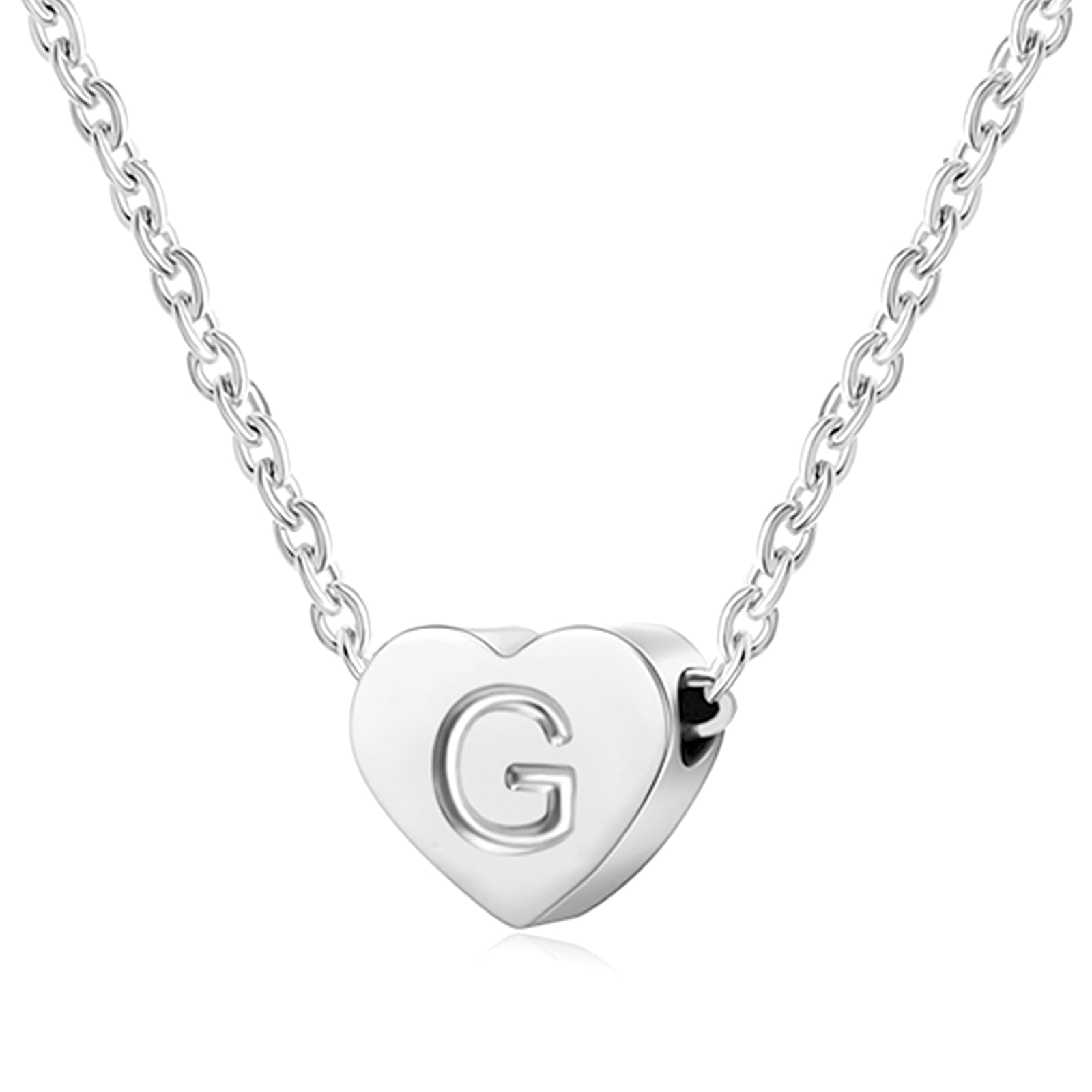 AFSTALR Silver Necklaces for Women Heart Initial Letter G Pendant Necklace Personalized Tiny Capital Alphabet Choker Chain Birthday Jewellery Gifts for Girls Girlfriend Wife Lady