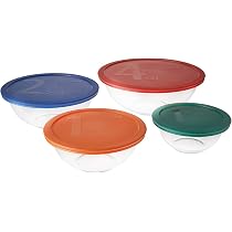 Pyrex 8-Piece Glass Mixing Bowl Set with Colored Lids for Storage