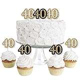 Adult 40th Birthday - Gold - Dessert Cupcake Toppers - Birthday Party Clear Treat Picks - Set of 24
