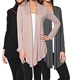 Free to Live Women's 3 Pack Light Weight Open Front Cardigans - Made in USA