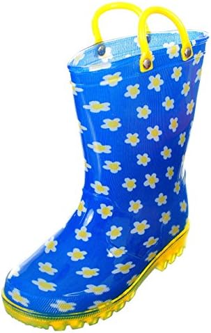 lilly Girls' Light-up Rubber Rain Boots - Blue, 10 Toddler