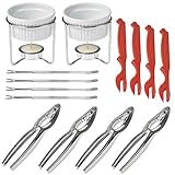 Seafood Tools Crackers Nutcrackers Ceramic Butter Warmers Set-4 Lobster Crackers, 2 Ceramic Butter Warmers,4 Lobster Knives and 4 Crab Forks for Stylish & Heavy-Duty Seafood Lovers