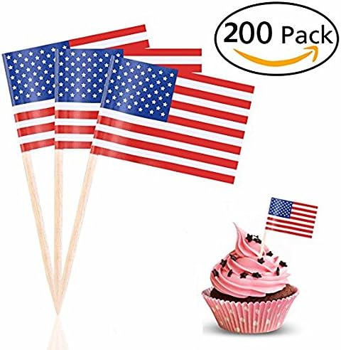 Gruichi 200 Pieces Mini American Flag picks cocktail picks
