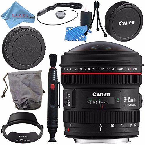 Canon EF 8-15mm f/4L Fisheye USM Lens 4427B002 + Lens Cleaning Kit + Lens Pen Cleaner + Fibercloth Bundle