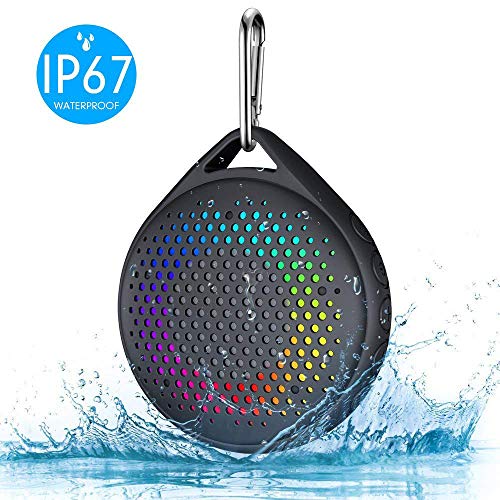 Shower Speaker - AVWOO IP67 Waterproof Bluetooth Speaker, Portable Bluetooth Speaker with Enhanced Bass and Built-in Mic, Mini Bluetooth Speaker with Compact Size for Home Outdoor Travel (Black)
