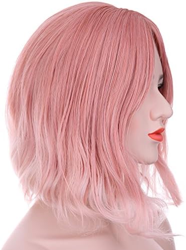 JYbetsy Short Curly Wig Sexy Lady Short Bob with Fringe Wave Full Lace With Wig Cap for Women Cosplay Party (Gradient)