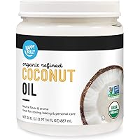 Amazon Brand - Happy Belly Organic Refined Coconut Oil, 30 Fl Oz