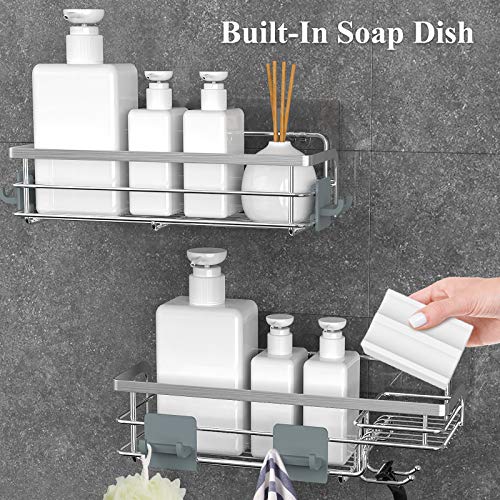 Nieifi Shower Caddy with Built In Soap Holder Dish with Hooks, Shower