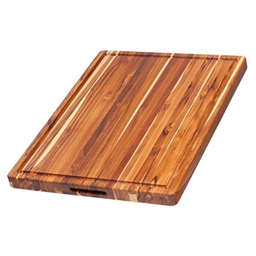 Teak Cutting Board - Rectangle Board With Hand Grip And Juice Canal (24 x 18 x 1.5 in.) - By Teakhaus - Thumbnail 2