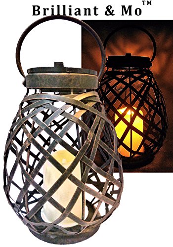 Brilliant & Mo Metal Rattan Solar Hanging Lanterns for Outdoors Garden Decoration with Flickering Candle Light For Home Patio Deck Lawn Yard Decor