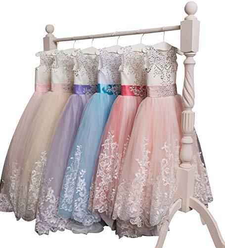 KSDN Wedding Flower Girls Dresses Princess Gowns First Communion Pageant Gown(US 4 Blush)