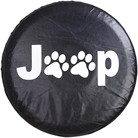 31-1/2" to 32-11/16" Diameter PVC Leather Spare Wheel Tire Soft Cover Jeep Wrangler Pattern Paw Prints