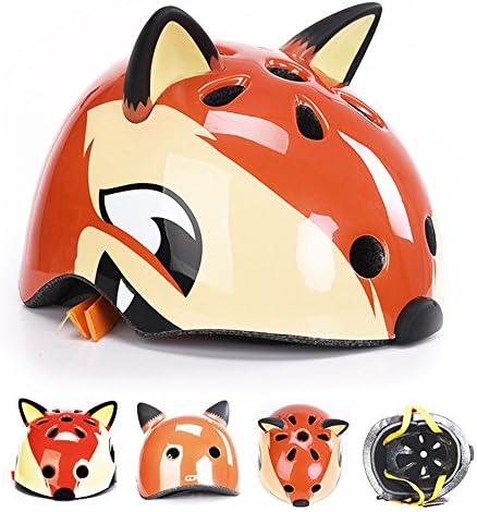 Novelty Children Safety Helmet Children Multi-Sport Animal Head Helmet for Skateboard Cycling Skate Scooter Roller (Fox, S)