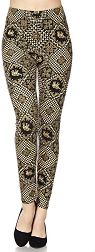 PALI USA Updated Best Selling Printed Brushed Buttery Soft Leggings Regular and Plus (Golden Elephant, Plus Size(12-24))