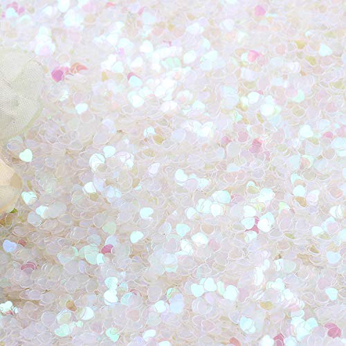 100g Iridescent Heart Shaped Confetti Glitter Sequins Flat PVC Star Mini Paillettes for Scrapbook Embellishment Cardmaking Jewelry Making Nail Manicure Wedding Birthday Party Decorartions (Clear)
