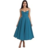 Satin Prom Dress Spaghetti Straps Vintage Wedding Dresses Puffy Tulle Corset A Line Cocktail Dress with Pocket AS022