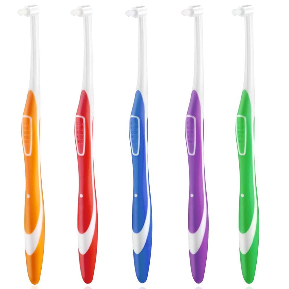 5Pieces Tuft Toothbrush Single Tufted Toothbrush Tufted Brush End-tuft Interspace Toothbrushes Compact Interdental Toothbrush Soft Trim Toothbrush for Orthodontic Braces Detail Cleaning
