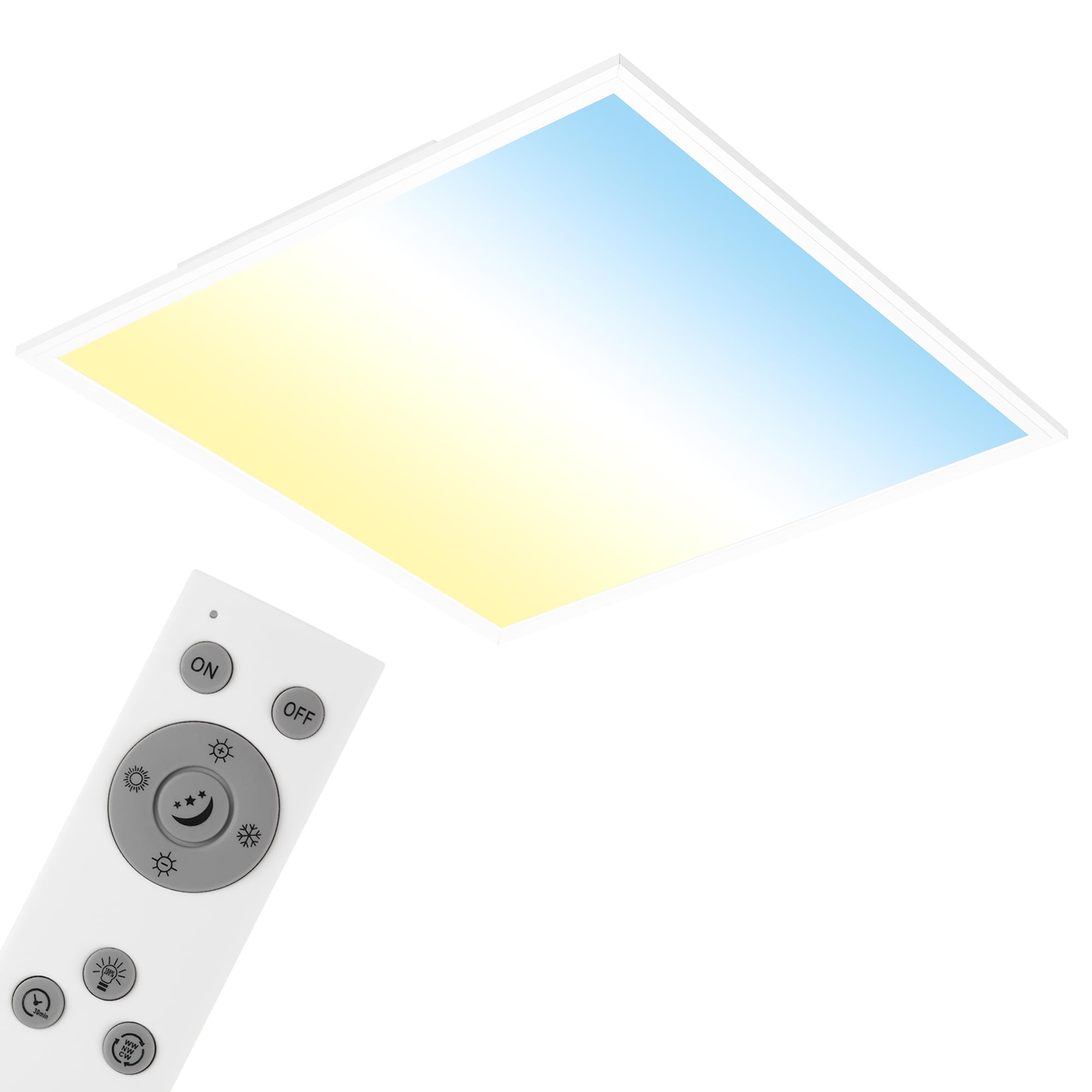 BRILONER Leuchten LED Ceiling Light Panel, Dimmable, Colour Control, Remote Control, 36 W, 3800 lm, LED Lamp, Living Room Lamp, Ceiling Light, White, 59.5 cm