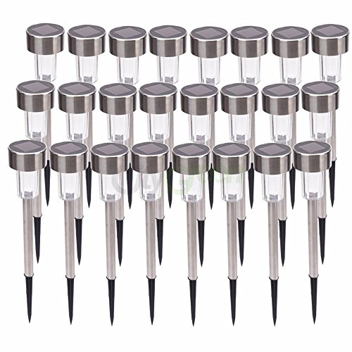 24 PCS Garden Outdoor Stainless Steel LED Solar Landscape Path Lights Lamp TKT-11