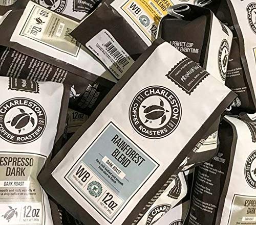 CHARLESTON COFFEE ROASTERS | SPECIALTY ORGANIC GROUND COFFEE | HAND PICKED, PREMIUM SLOW ROAST (RAINFOREST BLEND, DARK ROAST) 12OZ