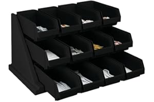 Cambro Versa - Self Serve Condiment and Utensil Bin - 12 Storage Bins - Ideal for food and coffee condiments (Black)