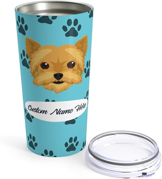 Amazon Com Custom Yorkie Travel Mug Personalized Yorkshire Terrier Tumbler Or Mug For Coffee Beer Warm Cold Drinks Men Women Dogs Gifts Dog Mom 20oz Kitchen Dining