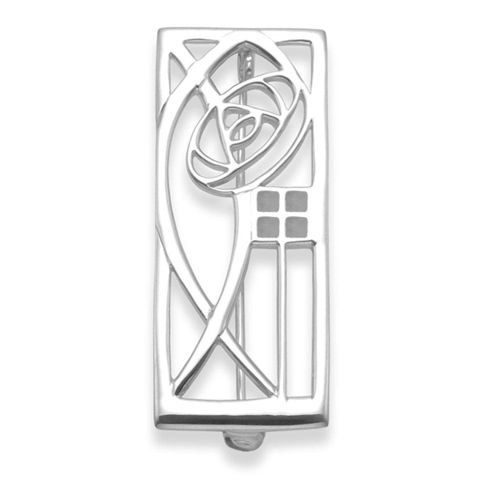 Sterling Silver Rennie Mackintosh Brooch with antique oxidized finish - SIZE: 21mm x 39mm. Gift Boxed - 9105/B53HN